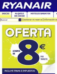 Ofertas de vuelos en Ryanair